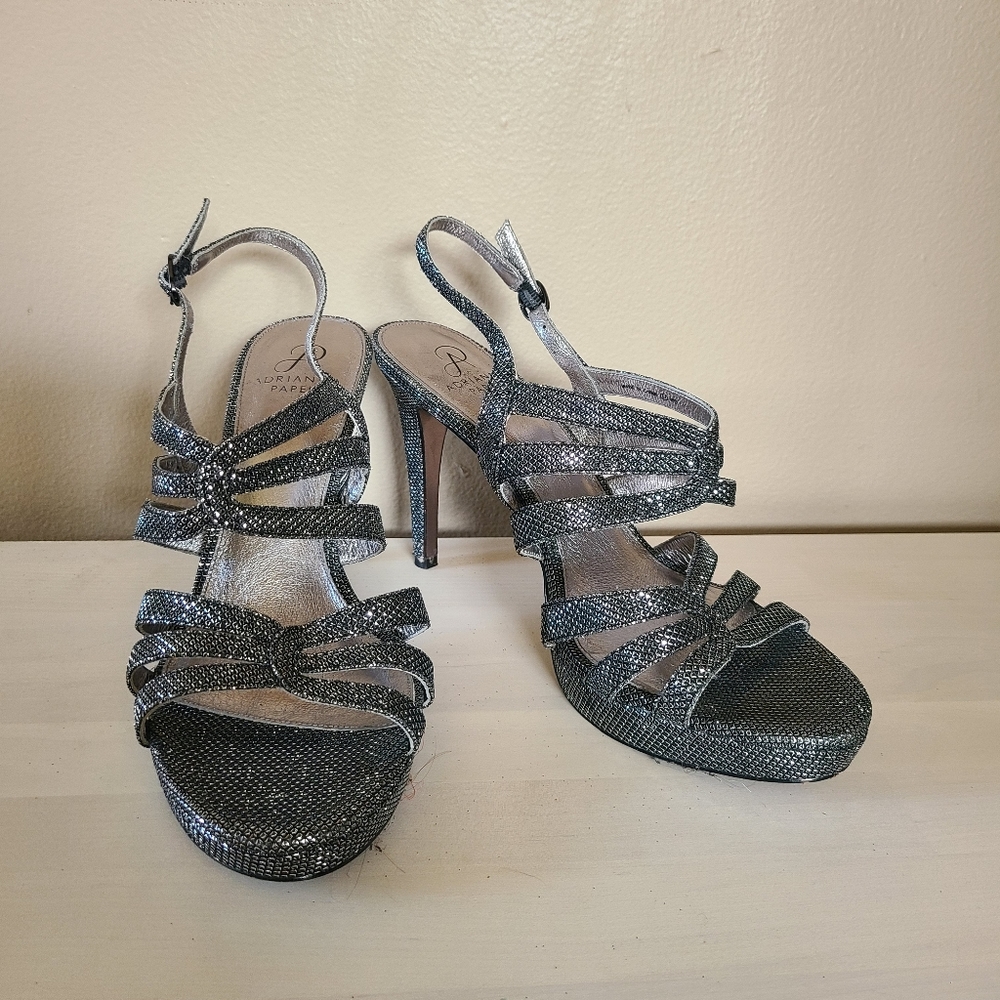 Shiny Silver Strappy Heels - Picture 7 of 7